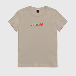 Футболка хлопковая женская BTS - J-hope, цвет: миндальный
