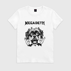 Футболка хлопковая женская Megadeth - rock dog, цвет: белый