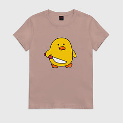 Женская футболка Желтый утенок с ножом мем
