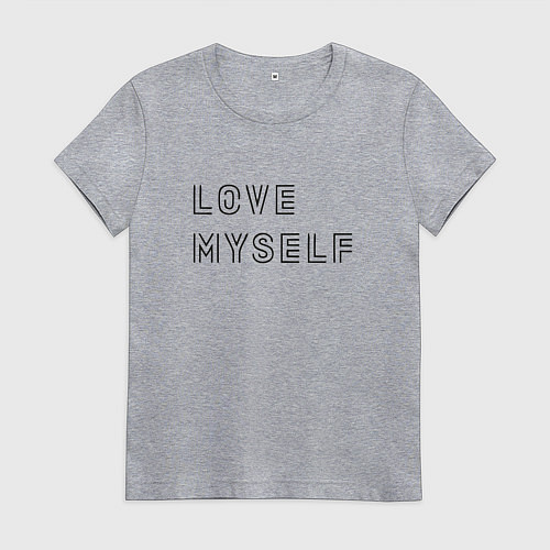 Женская футболка BTS love myself надпись / Меланж – фото 1