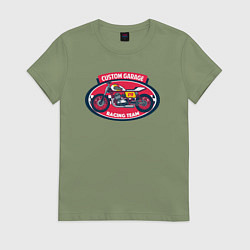 Футболка хлопковая женская Racing team, цвет: авокадо