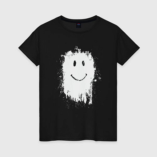 Женская футболка Стекающий смайлик / Черный – фото 1