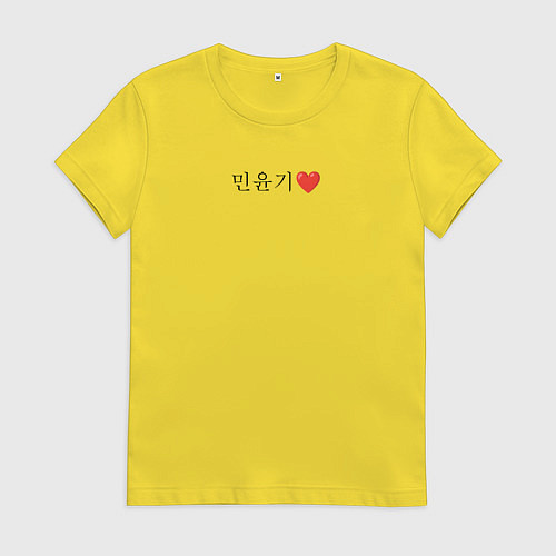 Женская футболка BTS Min Yoongi иероглифами / Желтый – фото 1