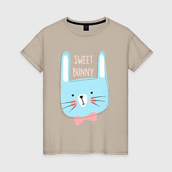 Футболка хлопковая женская Sweet bunny, цвет: миндальный