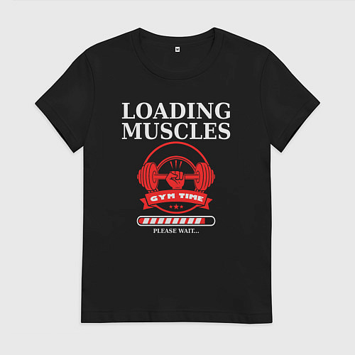 Женская футболка Время спортзала: загрузка мышц / Черный – фото 1