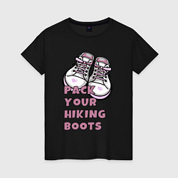 Футболка хлопковая женская Pink boots, цвет: черный