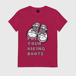 Футболка хлопковая женская Pink boots, цвет: маджента