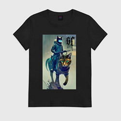 Футболка хлопковая женская Cat forces - ai art fantasy, цвет: черный