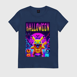 Женская футболка Pikachu - halloween vaporwave
