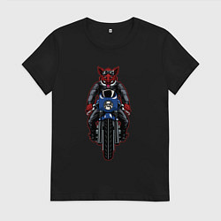 Футболка хлопковая женская Кабан байкер, цвет: черный