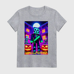 Женская футболка Halloween and Minecraft - neon collaboration