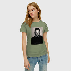 Футболка хлопковая женская Майкл Майерс магшот, цвет: авокадо — фото 2