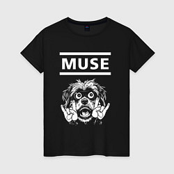 Футболка хлопковая женская Muse rock dog, цвет: черный