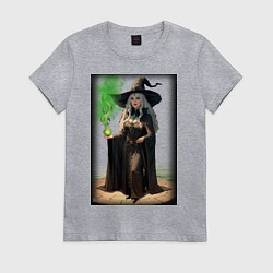 Футболка хлопковая женская Ведьма, цвет: меланж