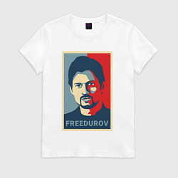 Футболка хлопковая женская Freedurov obey, цвет: белый