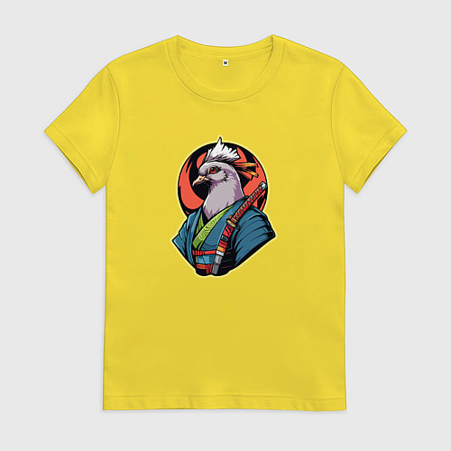 Женская футболка Голубь самурай / Желтый – фото 1