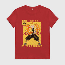 Футболка хлопковая женская Зеницу клинок рассекающий демонов, цвет: красный