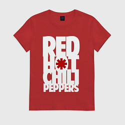 Футболка хлопковая женская RHCP - title and logo, цвет: красный
