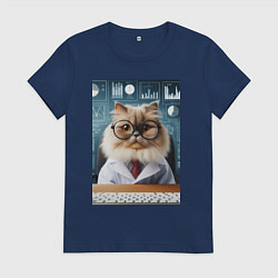 Женская футболка Кот аналитик - нейроарт