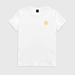 Футболка хлопковая женская Сокрушу пред ним врагов его малая хризма желтая, цвет: белый