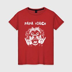 Футболка хлопковая женская Papa Roach rock dog, цвет: красный