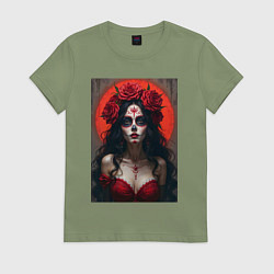 Женская футболка Девушка с макияжем на день мертвых