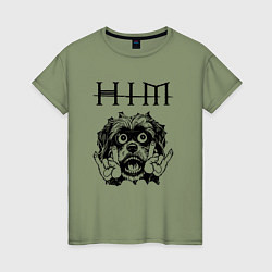 Футболка хлопковая женская HIM - rock dog, цвет: авокадо