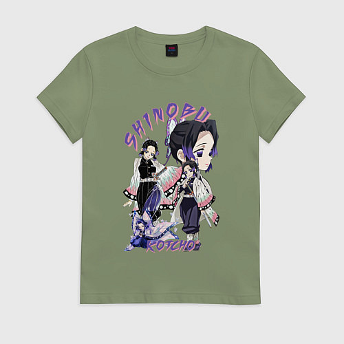 Женская футболка Клинок рассекающий демонов Шинобу Кочо столп / Авокадо – фото 1