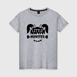 Футболка хлопковая женская Little monster - girl - пара, цвет: меланж