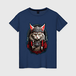 Женская футболка Кот викинг