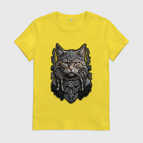 Женская футболка Кот викинг / Желтый – фото 1