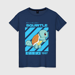 Футболка хлопковая женская Покемоны Сквиртл Squirtle, цвет: тёмно-синий