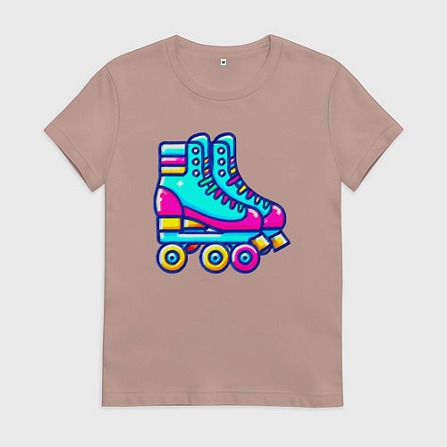 Женская футболка Retro rollers / Пыльно-розовый – фото 1