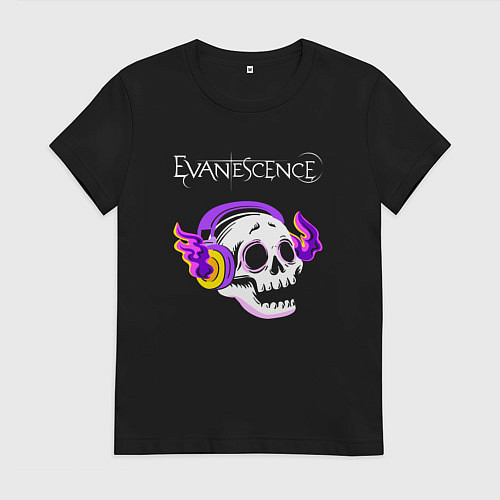Женская футболка Evanescence - неоновый череп / Черный – фото 1