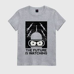 Футболка хлопковая женская Бендер - будущее наблюдает, цвет: меланж