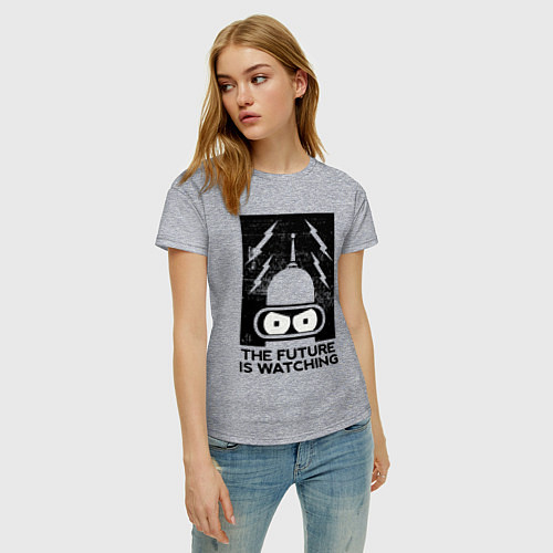 Женская футболка Бендер - будущее наблюдает / Меланж – фото 3