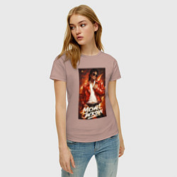 Футболка хлопковая женская Michael Jackson in the red jacket, цвет: пыльно-розовый — фото 2