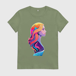 Женская футболка Космос девушка профиль