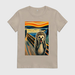 Женская футболка Ёжик кричит на картине Эдварда Мунка - мем искусст