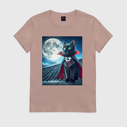 Женская футболка Чёрный кот вампир - хэллоуин