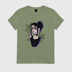 Футболка хлопковая женская Лидия - Битлджус, цвет: авокадо