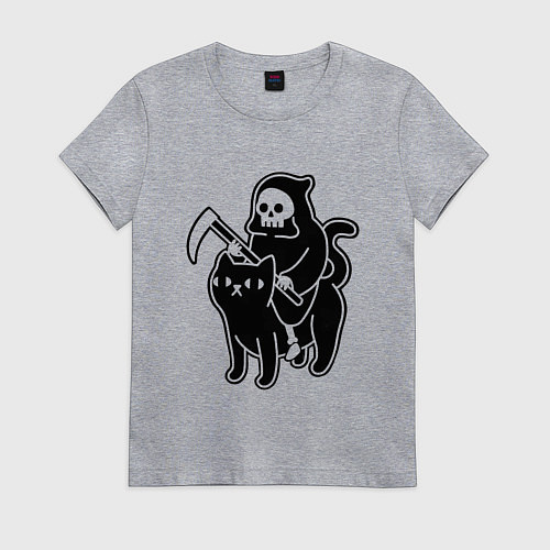 Женская футболка Жнец и его кот / Меланж – фото 1