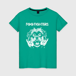 Футболка хлопковая женская Foo Fighters rock dog, цвет: зеленый