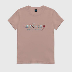 Футболка хлопковая женская The Witcher 3 logo, цвет: пыльно-розовый