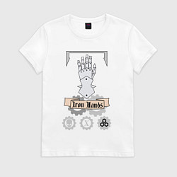Футболка хлопковая женская Iron hands Warhammer 40k, цвет: белый