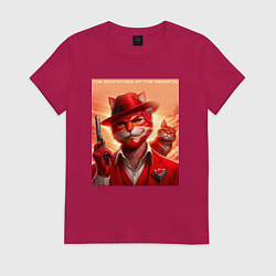 Футболка хлопковая женская The godfather of the meowfia - ai art fantasy, цвет: маджента