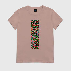 Футболка хлопковая женская Halloween skulls, цвет: пыльно-розовый
