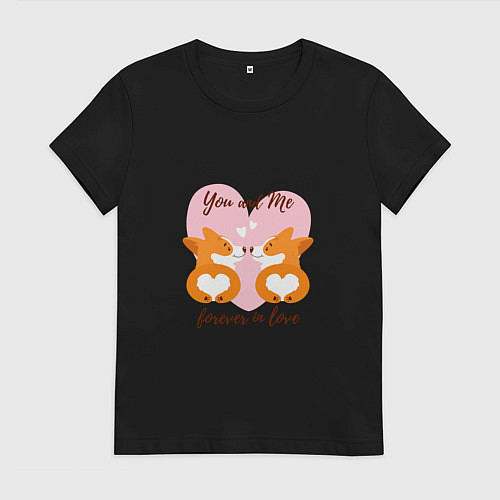 Женская футболка Влюблённые корги / Черный – фото 1