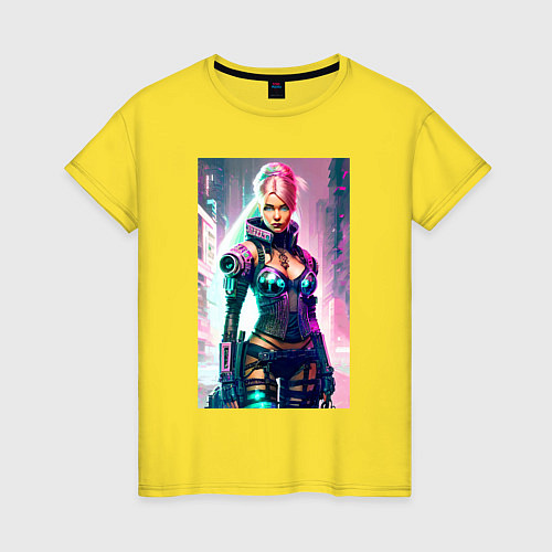 Женская футболка Cool cyberpunk Barbie - ai art fantasy / Желтый – фото 1