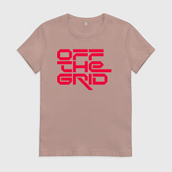 Футболка хлопковая женская Off the grid logo, цвет: пыльно-розовый